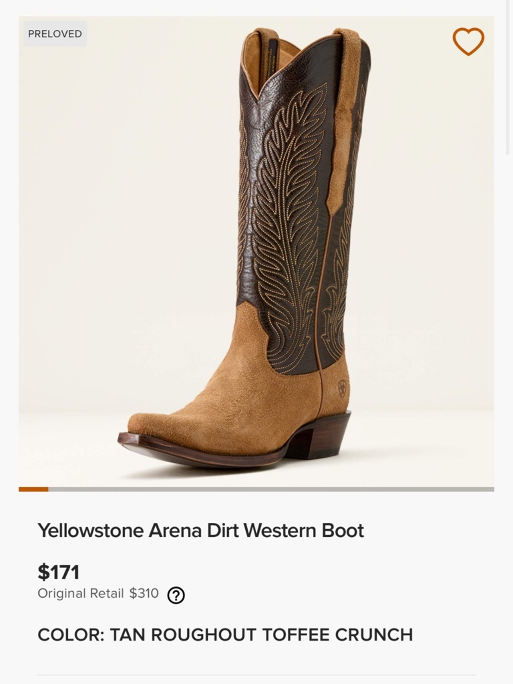 Ariat Tan and Dark Brown Yellowstone Arena Western Boot